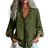 Women's Fashionable And Casual Solid-color Long-sleeved Cotton And Linen Shirt Top