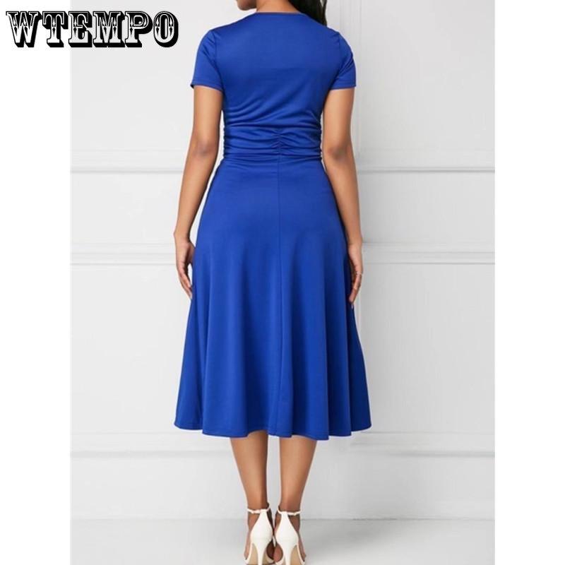 WTEMPO Dámské šaty Asymetrické šaty s lemem do V s výstřihem nadměrných velikostí Elegantní dámské šaty na párty N