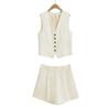 ZARZ Women's European & American Style Linen Vest and Casual Shorts Set