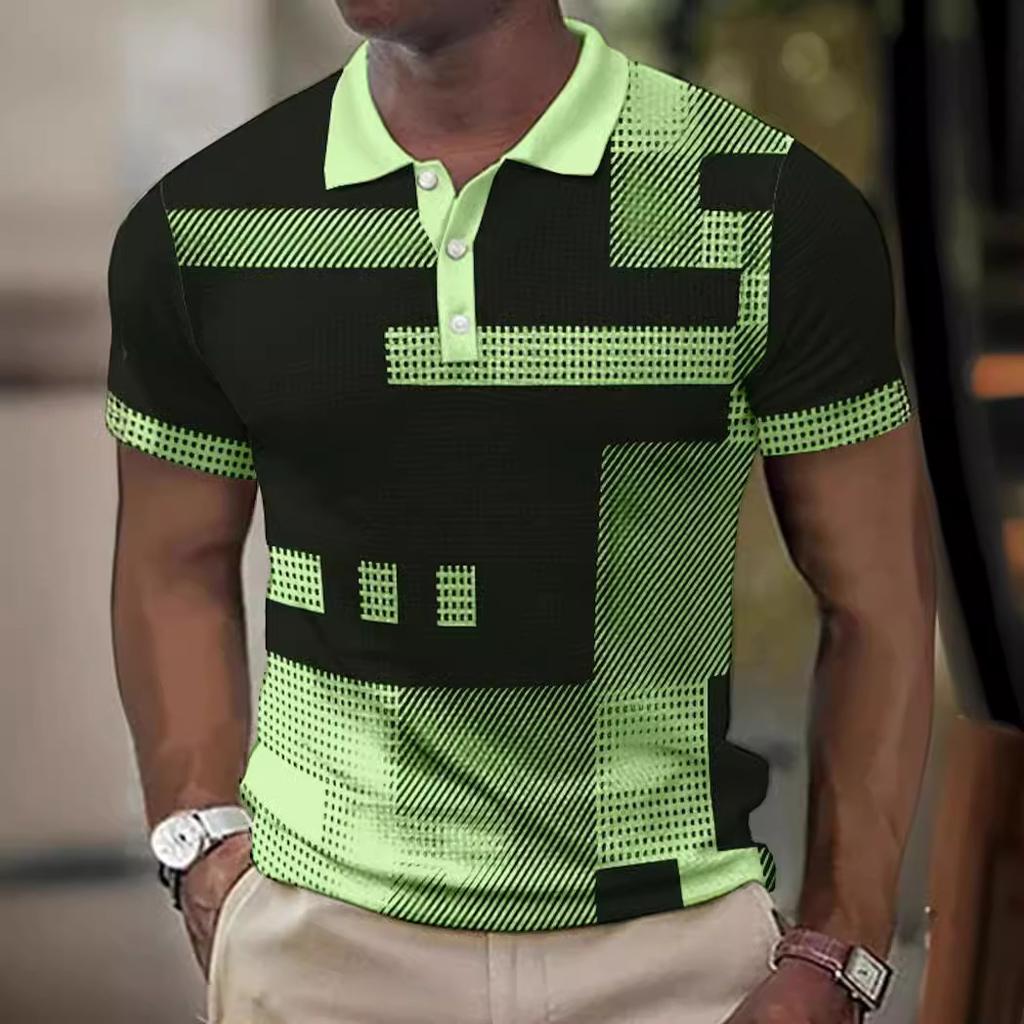 Polo pentru bărbați mânecă scurtă imprimeu 3D topuri modă poliester respirabil confortabil tricouri polo