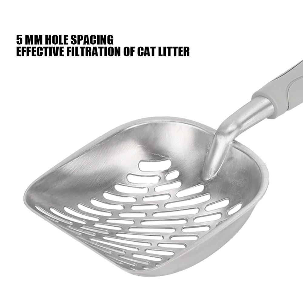 Large Size Poop Scooper For Cats Grey Tone Metal Cat Litter Shovel Cat Toilet Cleaning Tool