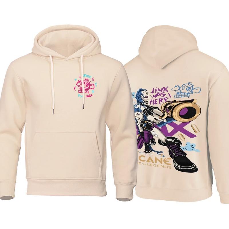 Arcane Hoodie Men Anime Jinx Hoodies Autumn High Quality Fleece Sweatshirt Street Hoody Flexible Oversize Men's Clothing Hoodies & Sweatshirts Men’s