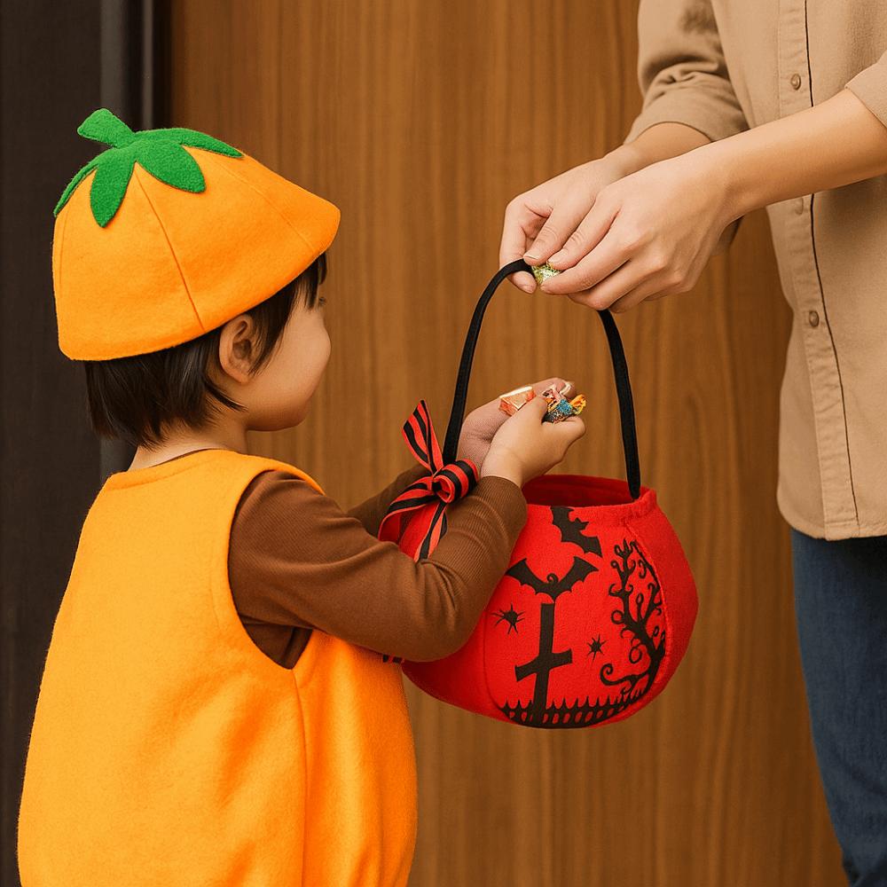 

Party Supplies Sugar Pocket Storage Handbag Pumpkin Sugar Bag Basket Halloween Candy Bag Kids Red House