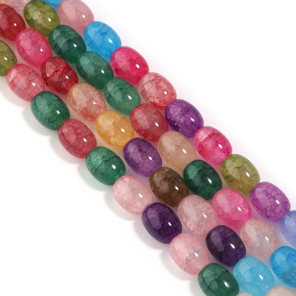 28pcs/lot 10x14mm Colorful Glass Beads Barrel Shape Loose Spacer Beads For Jewelry Making DIY Bracelet Necklace Accessories