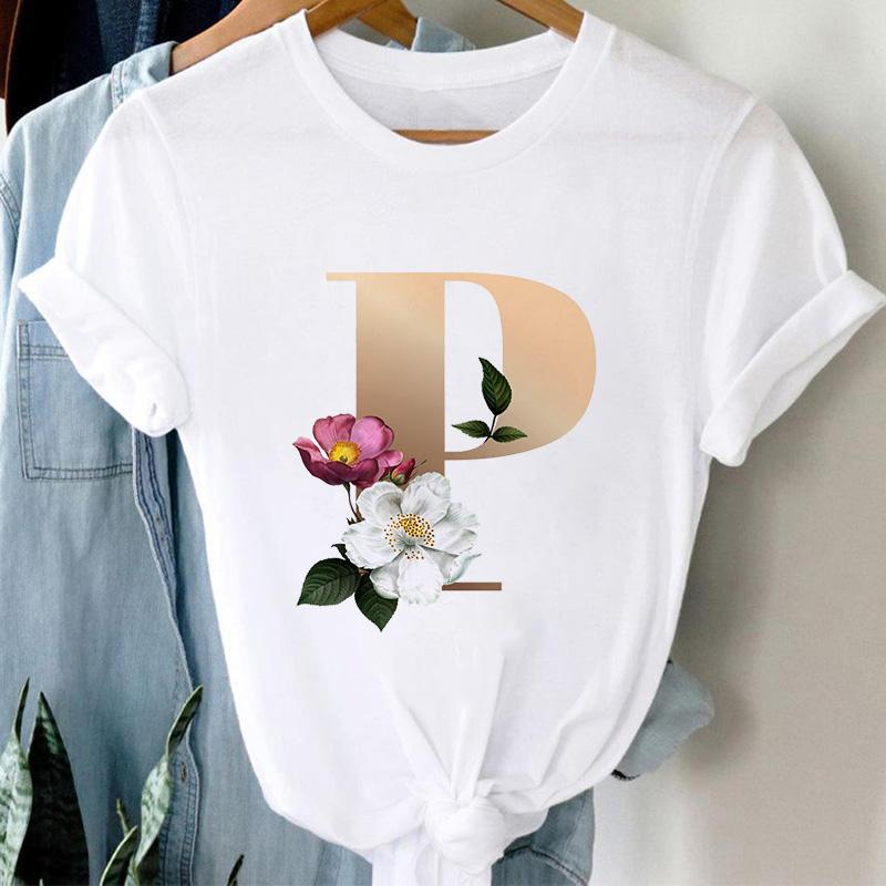 Woman Tshirts 26 Letter Customization T-Shirt Ladies Fashion Top Female Tees Casual T Shirt Summer Short Sleeve Femme