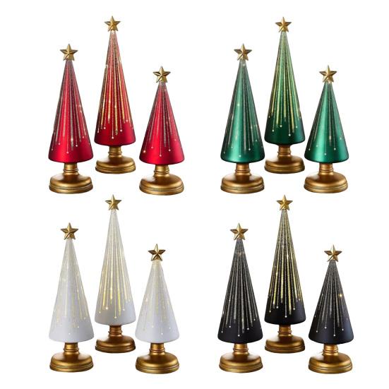 Twinkle Light Christmas Tree Illuminated Starry Night Resin Christmas Tree Ornament for Holiday Bedroom Dorm Tabletop Decor