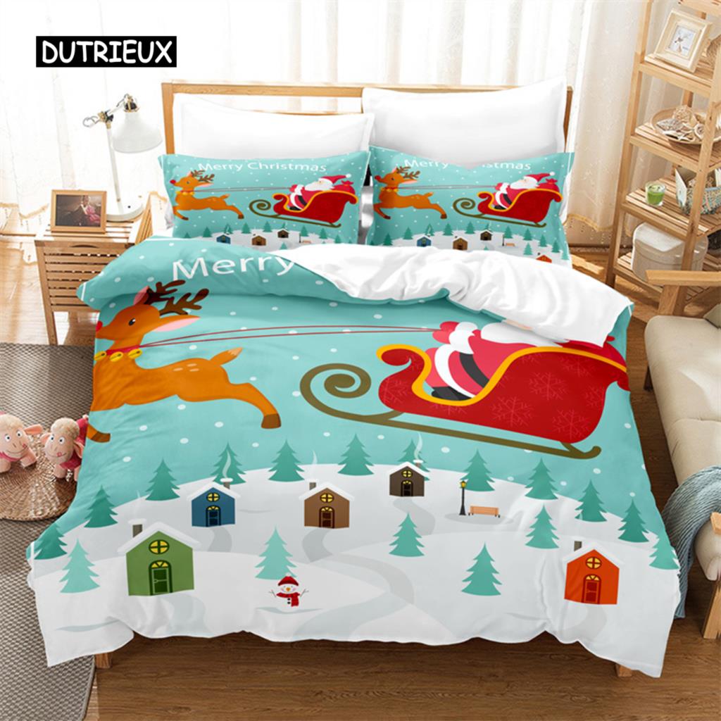 Santa Clause Sleigh Bedding Set Duvet Cover Set 3D Bedding Digital Printing Bed Linen Queen Size Bedding Set Fashion Design