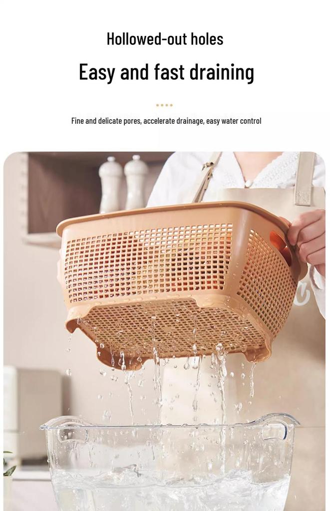 Multi-functional Double-layer Kitchen Sink Basket: Ideal for Washing Rice, Vegetables, and Fruits, or Serving Snacks.
