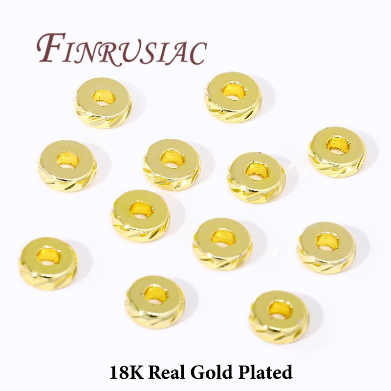 3mm-8mm Beads Separators 18K Gold Plated Spacer Beads For Bracelets Accessories DIY Jewelry Making Supplies,Metal Beads