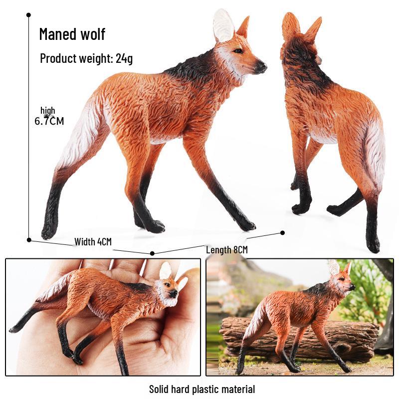 Cross-Border Animal Toy Set: Brown Bear, Alpaca, Maned Wolf, Ring-Tailed Lemur, Hyena Models for Kids