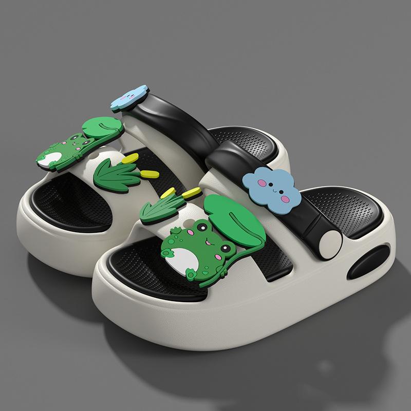 

New children s slippers for boys, non-slip dual-use baby sandals, indoor dual-use frog sandals for toddlers and girls 18-19