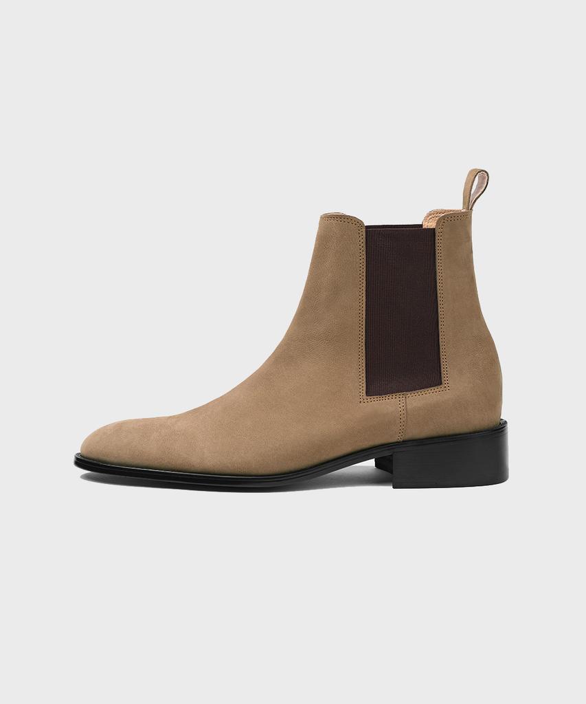 Firenze Atelier Rians_Slim Toe Square Banding Chelsea Boots 3338 [Beige Nubuck]