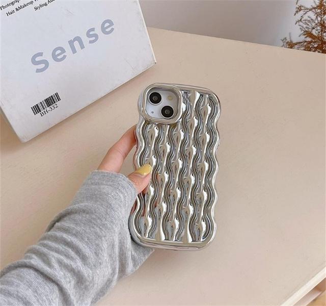 Moskado 3d Acı Kavun Şerit Desen Telefon Kılıfı Iphone 14 13 11 12 Pro Max Lüks Dalgalı Kenar Darbeye Dayanıklı Yumuşak Tpu Arka Kapak