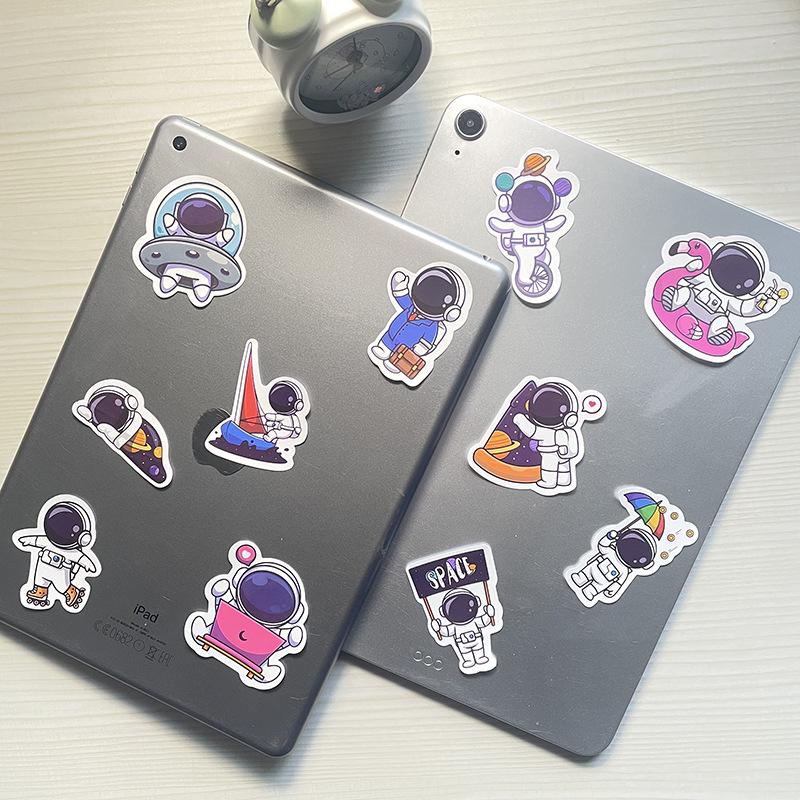Adorable Astronaut & Planet Stickers for Pencil Cases, Phones, Notebooks, Tablets, and Cups - Waterproof & Cartoon Style