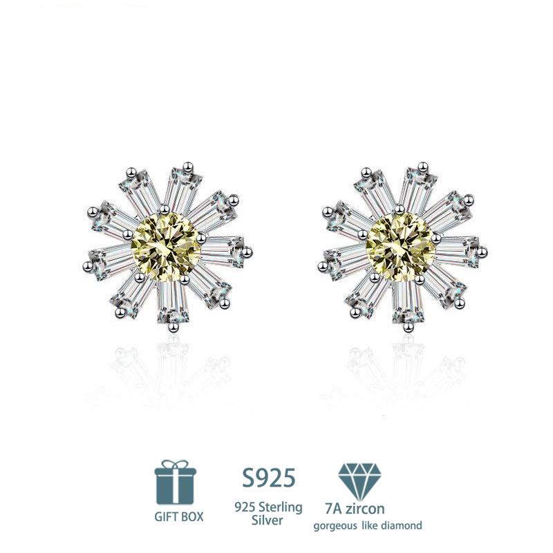 Tancise Klassische 925 Sterling Silber Rosa Gelb 7A Zirkon Ohrringe Tropfenohrringe für Frauen Hochzeit Party Geschenke