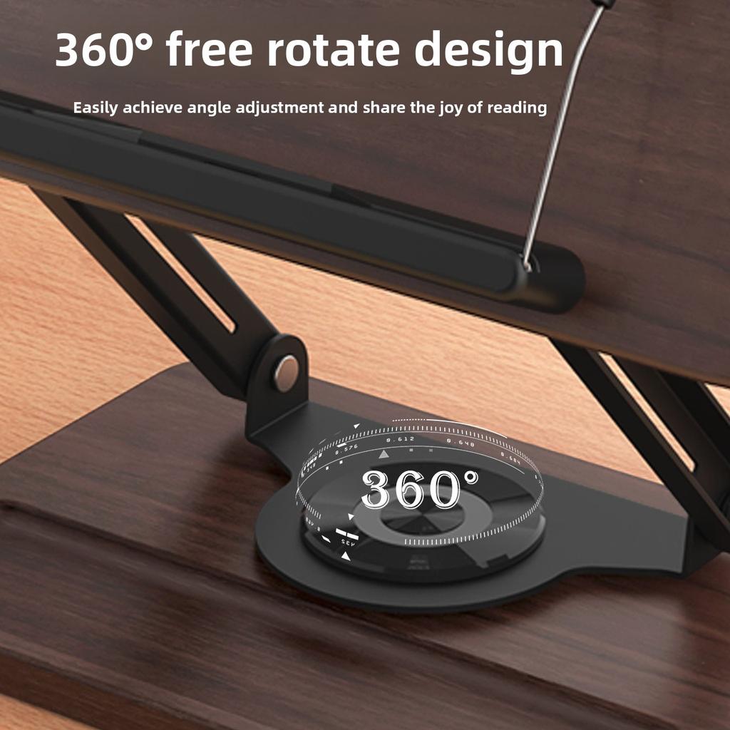 Multifunctional Adjustable Height 360-Degree Rotation Reading Stand Enlarged Bookstand for Desktop Laptop