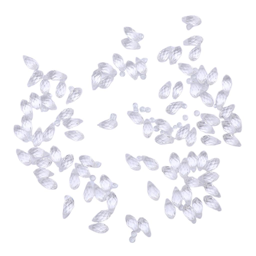 100x Crystal Glass Faceted Beads Charm Pendants Drilled DIY Craft Clear