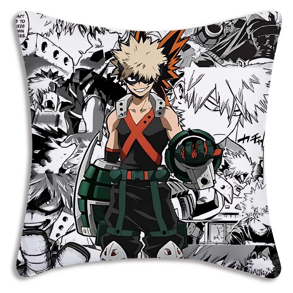 Anime My h-Hero Academias Pillow Covers Cartoon Sofa Decorative Home Double-sided Printing Short Plush Cute Cushion Cover