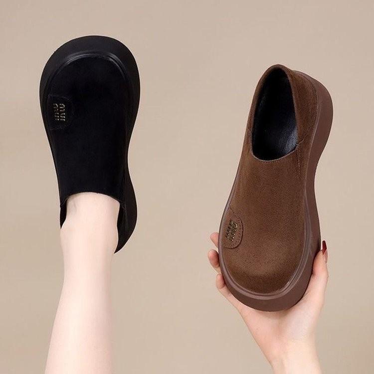 Retro platform Birkenstocks autumn new muffin shoes heightened non-slip round head shoes