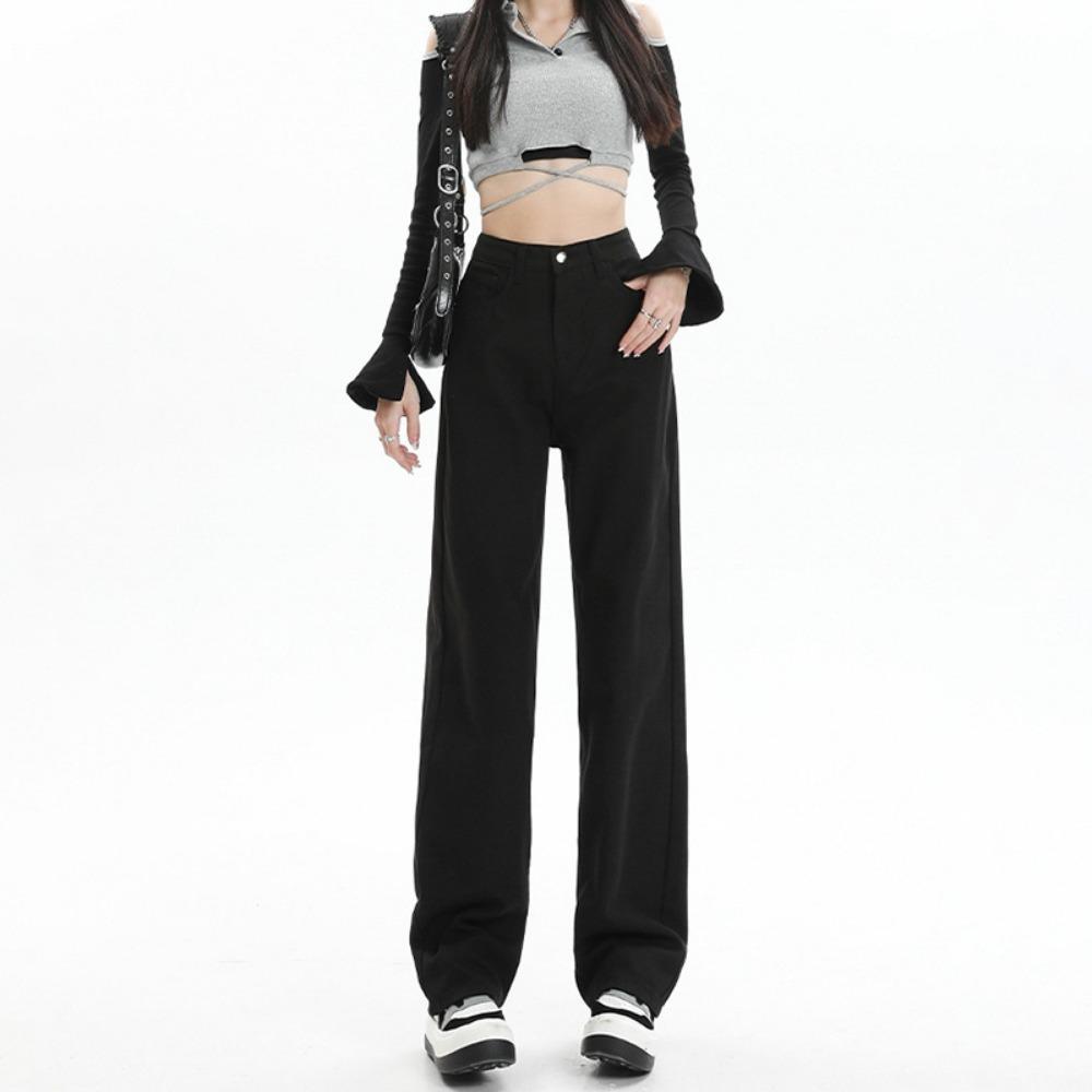 High-waisted Jeans Women's Straight-leg Small 2025 Autumn and Winter New Slim-fitting and Thin Versatile Drape Wide-leg Pants