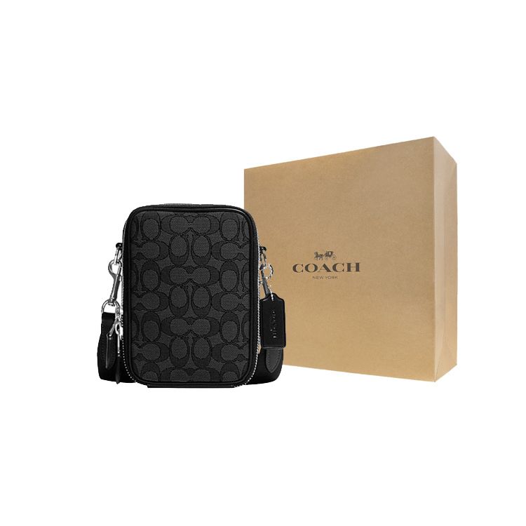 Coach Stanton 12 Sac bandoulière mini en tissu Logo Classique avec cuir Sacs pour hommes Noir CH097-SVO1U