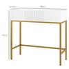 Mesa de Console Unidade de Console com 2 Gavetas Base de Aço com Pés Antiderrapantes 80 x 31,5 x 75 cm Branco