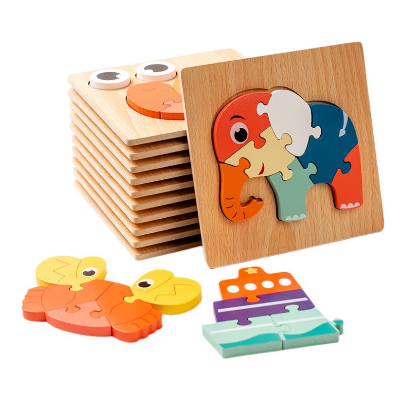 3D Wooden Animal Puzzle for Children: Early Education Geometric Toy for Boys and Girls