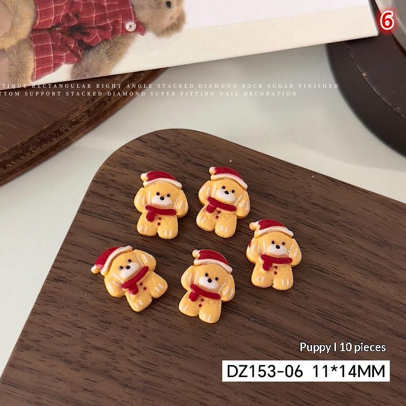 10 ks Kawaii Vánoční perníček los pryskyřičné ozdoby na nehty kreslené kreativní žlutý medvídek sněhulák dekorace na nehty DIY nehty