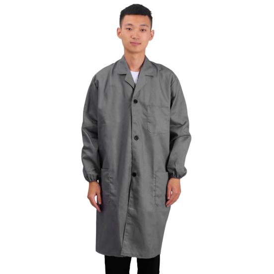 

Женское и мужское рабочее пальто с лацканами, длинными рукавами, эластичными манжетами, однотонная моющаяся рабочая куртка с карманом, однобортная верхняя одежда средней длины XL