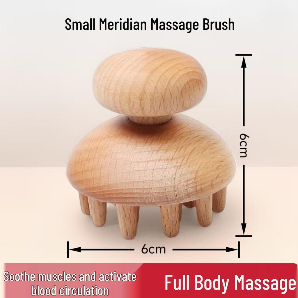 Oak Wooden Meridian Massage Brush - Full Body Muscle Soothing & Activation Tool