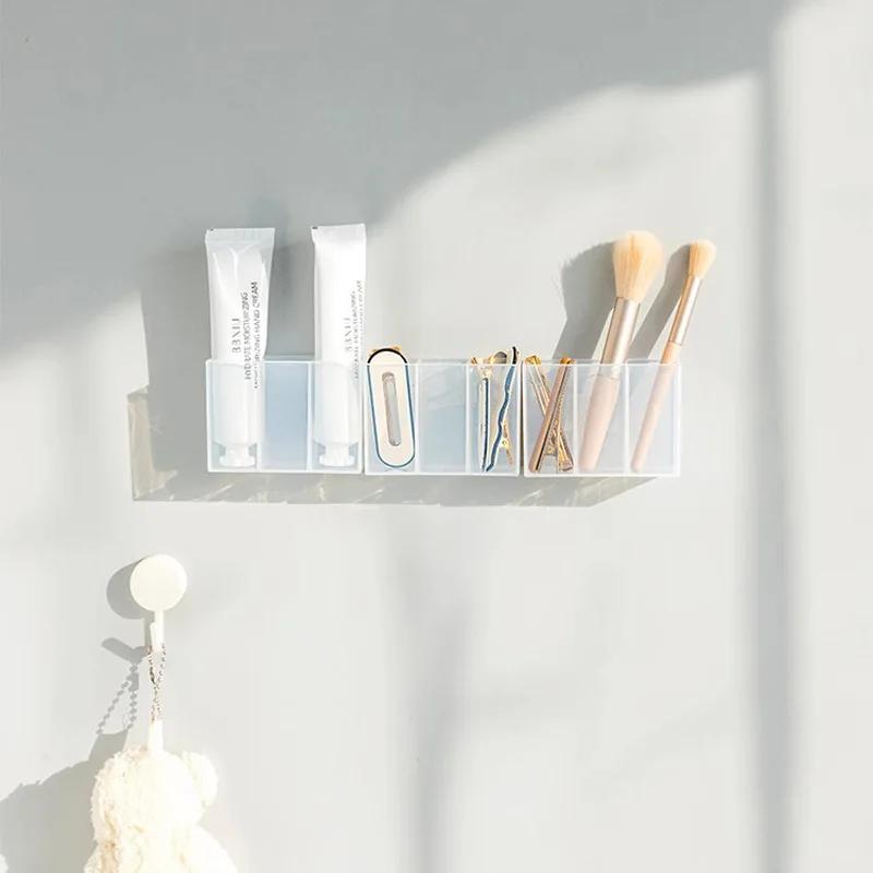 1/5PCS Makeup Brush Lipstick Holder Organizer Plastic 3Grids Eyebrow Pencil Lipstick Makeup Brush Small Object Storage Box