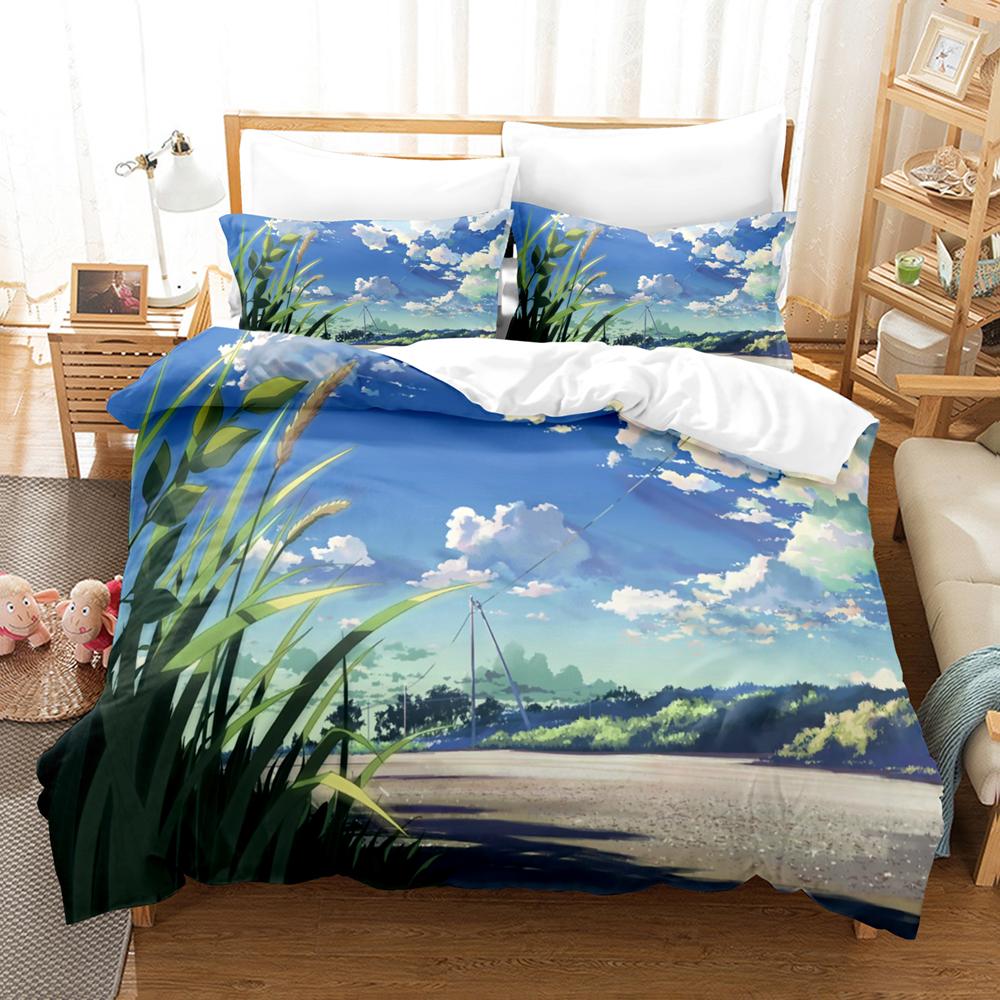 Japan 3D Anime 5 Centimeters Per Second Bedding Sets Duvet Cover Set With Pillowcase Twin Full Queen King Bedclothes Bed Linen
