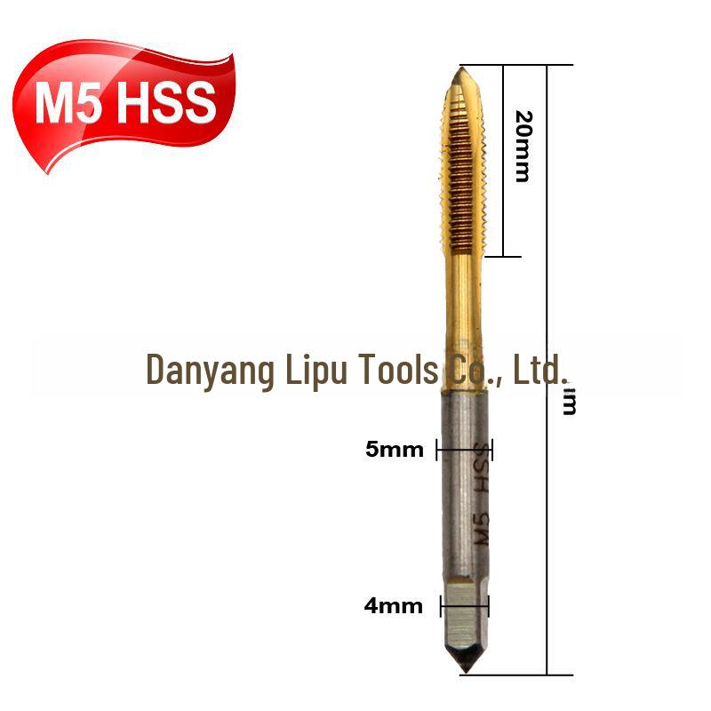 Set of 5 High-Speed Steel Screw Point Taps for M3-M8 Machine Tool Through-Hole Internal Threading