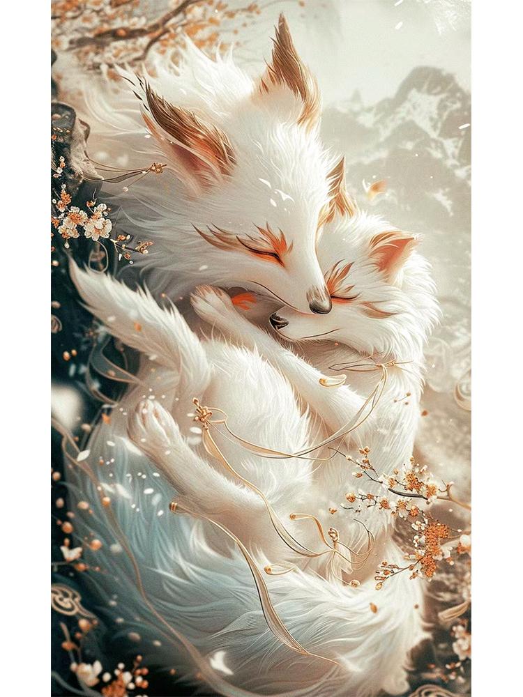 5D DIY Diamond Painting Dream Sun Moon Elf Fox New Series 2024 Mosaic Full Square Round Diamond Embroidered Home Decoration