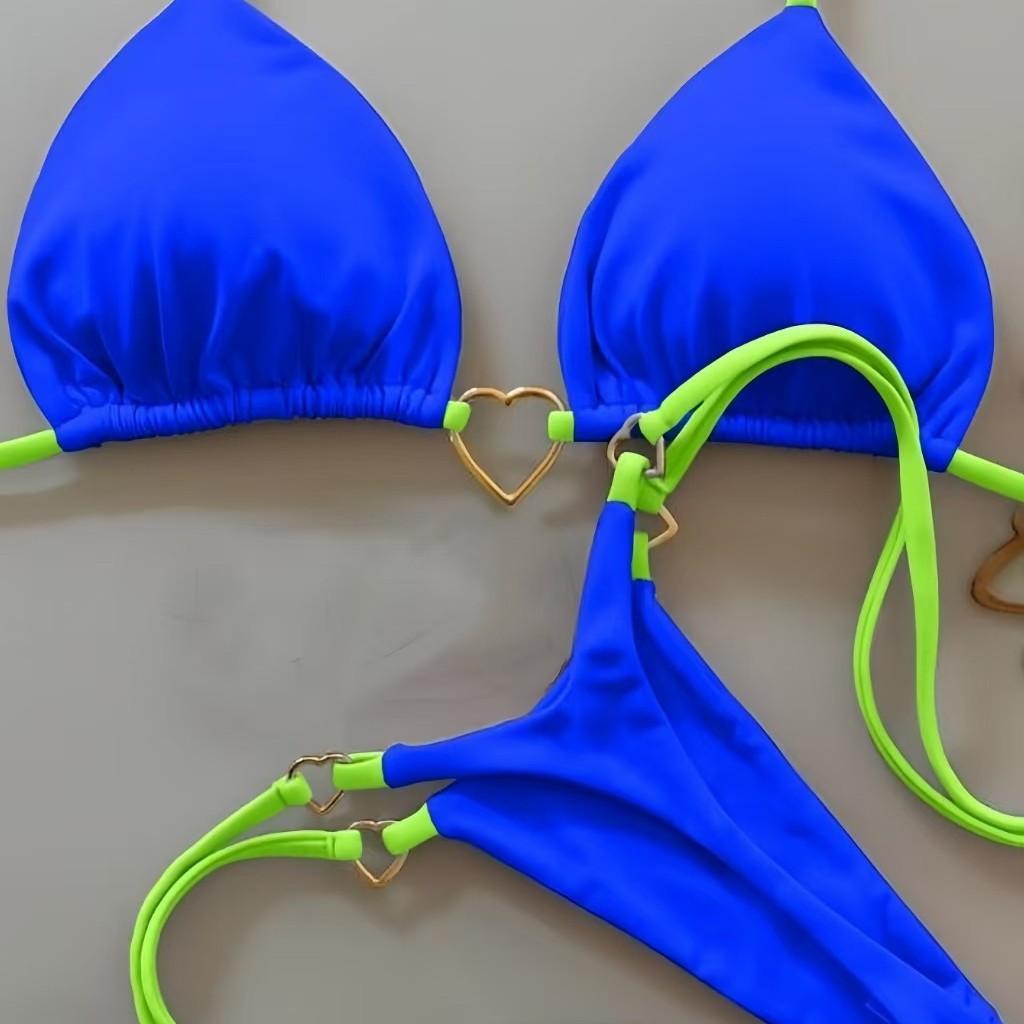 New nylon solid color love bikini suit low waist strap fashion biquini