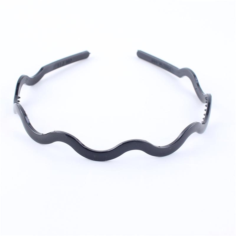 Men's & Women's Black Wave Headband: Sporty, Simple, with Teeth for Slicked Back Hair and Face Washing.