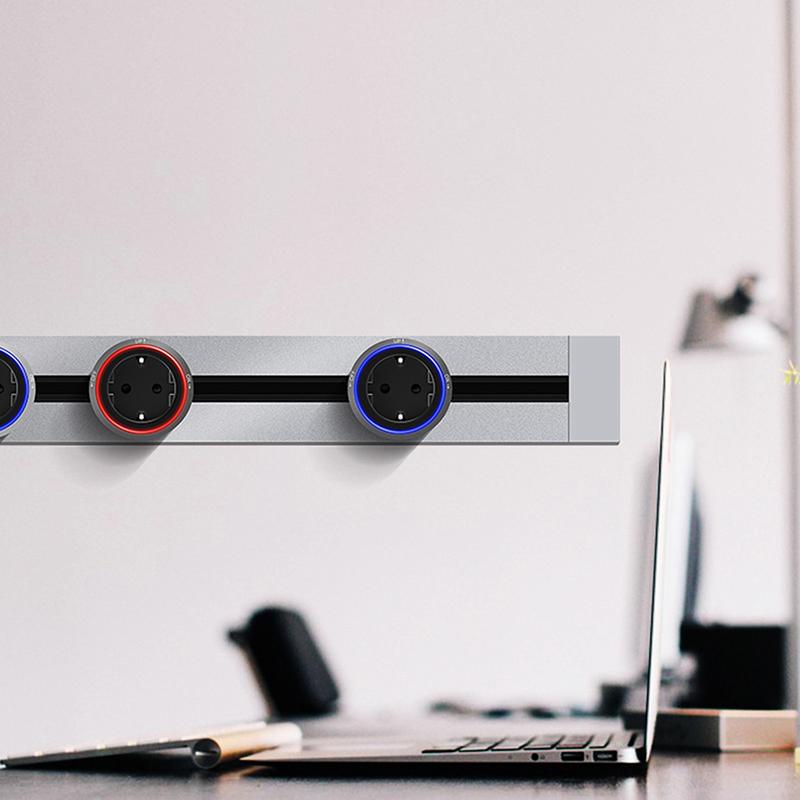 40/60/80CM Hidden Electric Extension Sockets,Power Track Socket,Kitchen Power Track Socket Movable Surface Mounted Wireless Sliding Socket