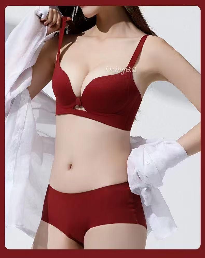 Original Red Seamless Uplift Anti-Sag Bra with Side Support, No Underwire