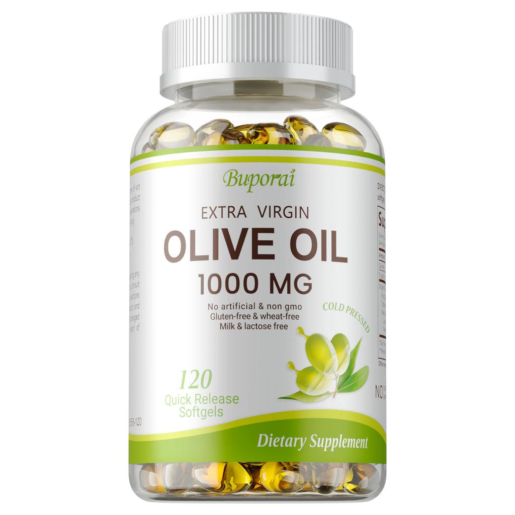 Kapseln mit nativem Olivenöl extra, 1000 mg, natürliche pflanzliche Ernährung, Immununterstützung, für Erwachsene geeignet.