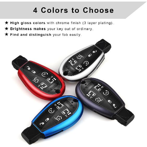 QBUC for Dodge Key Fob Cover with Keychain TPU Key Case Compatible with 2008-2018 Dodge Ram Jeep Chrysler Model Accessories (Red)