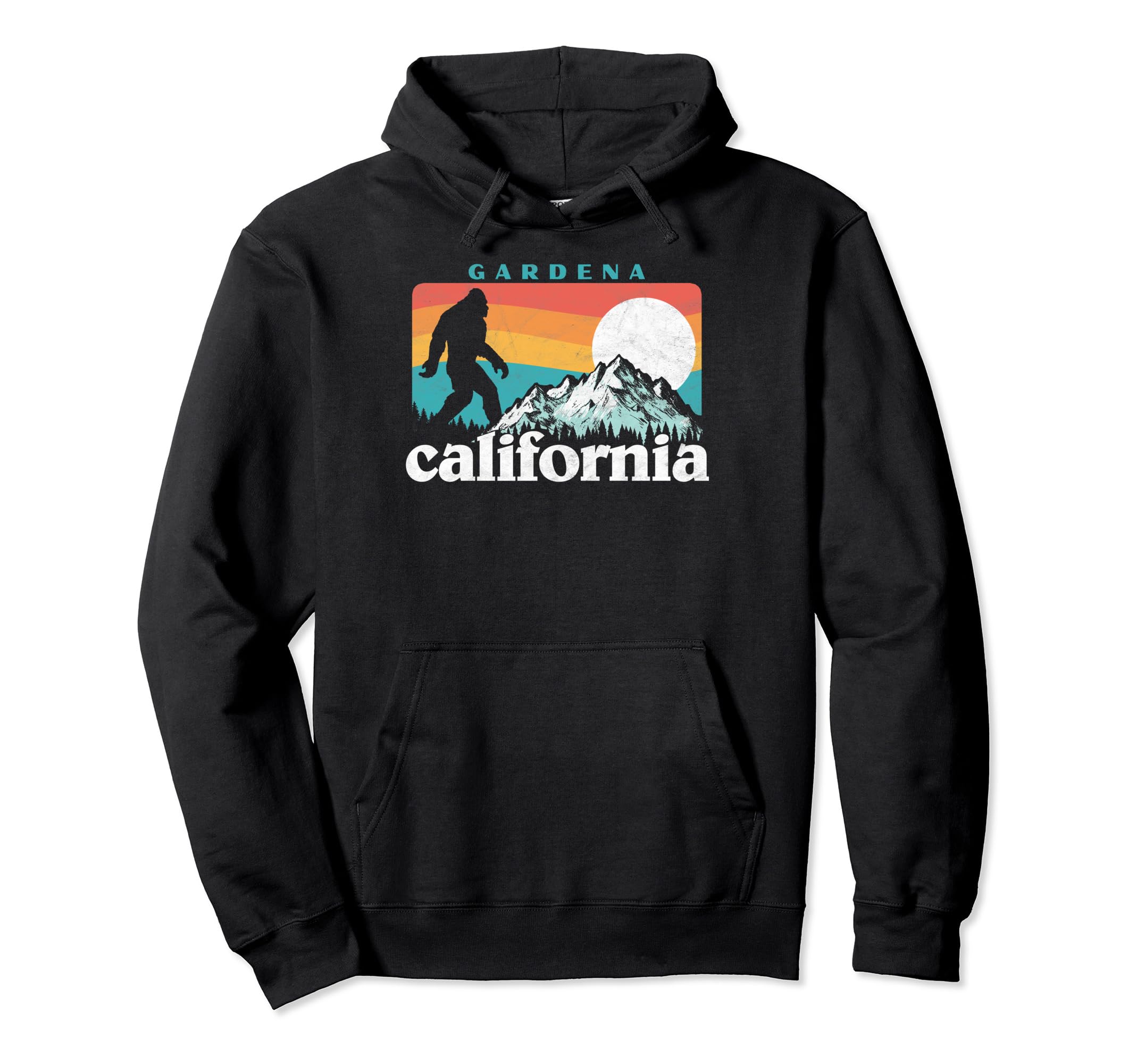 

Gardena California Retro 80s Bigfoot Mountains Hoodie