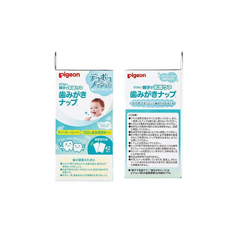 PIGEON Parent & Child Baby Tooth Care Toothbrushing Wipes, 42 wipes