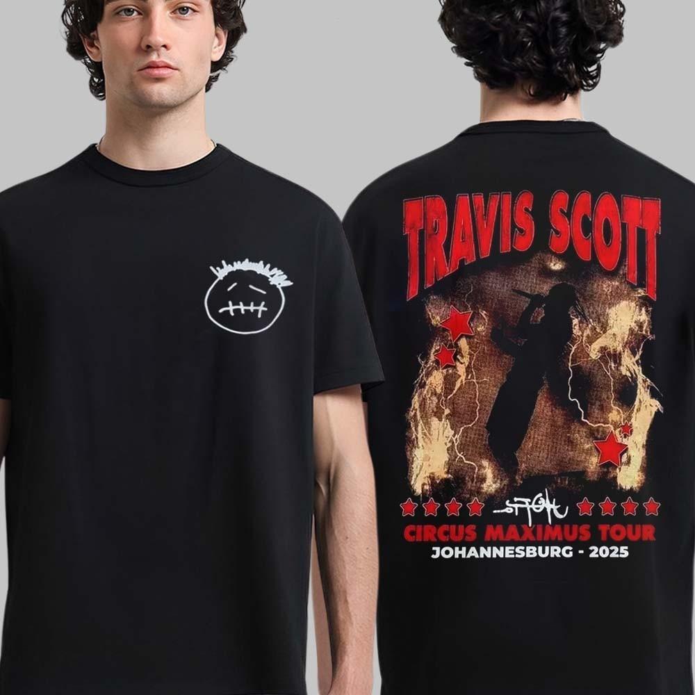 Трэвис Скотт Circus Maximus Tour 2025 Йоханнесбург Мужская Женская Унисекс Футболка XXXXL