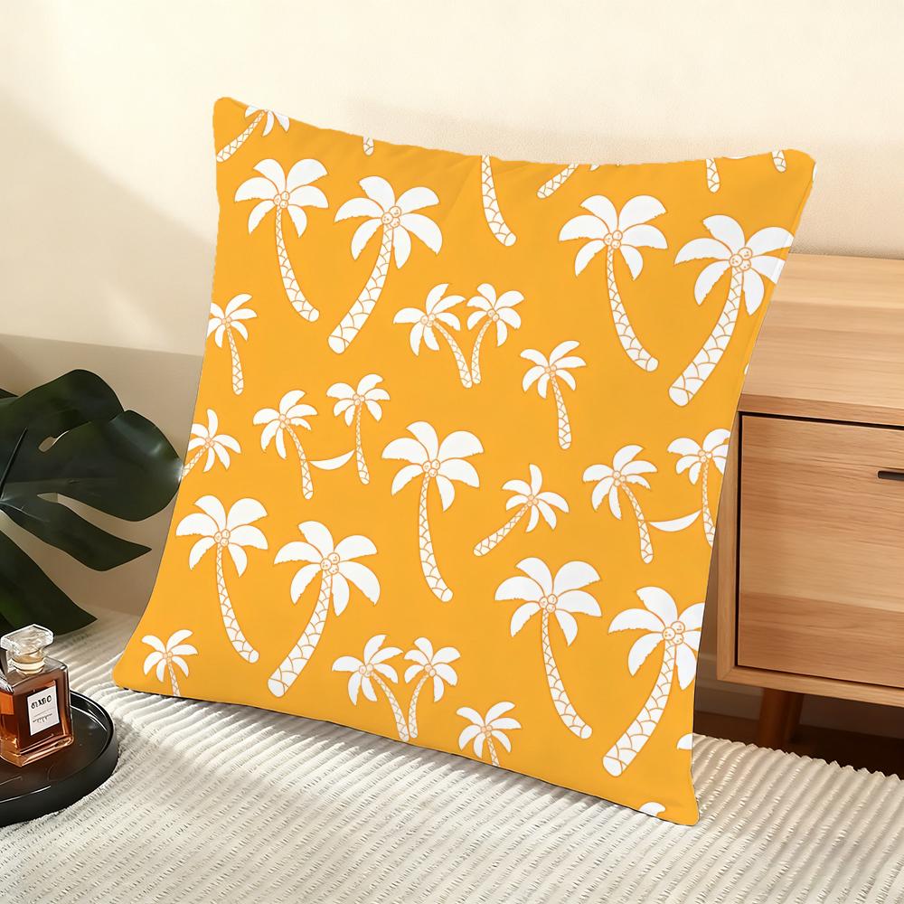 Palm Tree Pattern Cushion Cover Soft Short Plush Pillow Cover Smooth Cozy Texture Aesthetic Cushion Case Home Decor