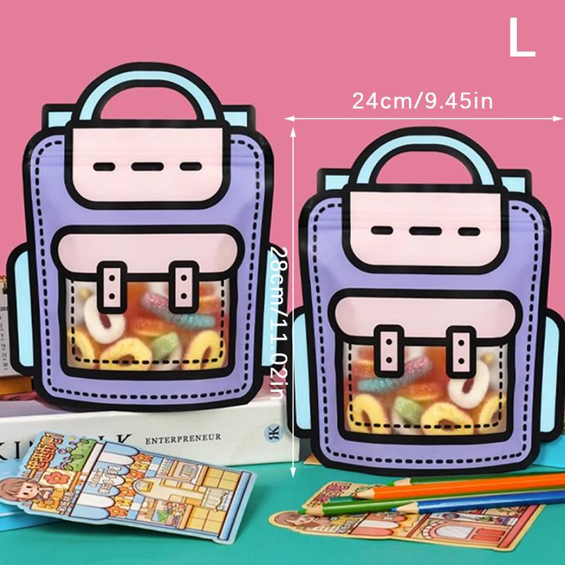5 Pcs Cartoon School Bag Shape Candy Bags Cookie Bag Party Gift Bag Children Kids Birthday Party Snack Favors Packing Supplies