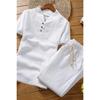 Men's Summer Breathable Lightweight Sports Suit V-neck Short Sleeve + Pants Two-piece Set
