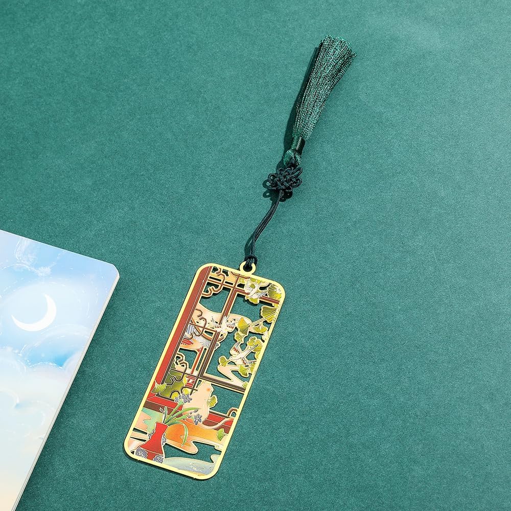 Chinese Style Bookmark for Book Lovers -Brass Metal Material Retro Style Hollowing Rrocess A Gift for Readers (cat)