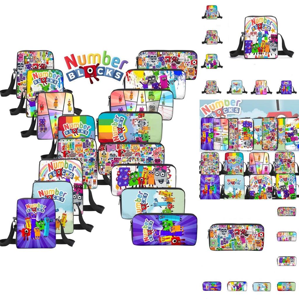 Sac à Dos Double Épaule et Bandoulière Numberblocks Avec Trousse Parfait Cadeau Pour Anniversaires