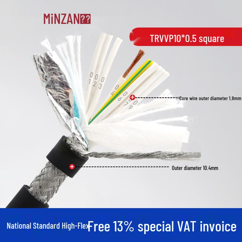 TRVVP High-Flex Shielded Drag Chain Cable, 7-24 Core, 0.3-1.5 Sq Mm, Ideal for Tank Chains