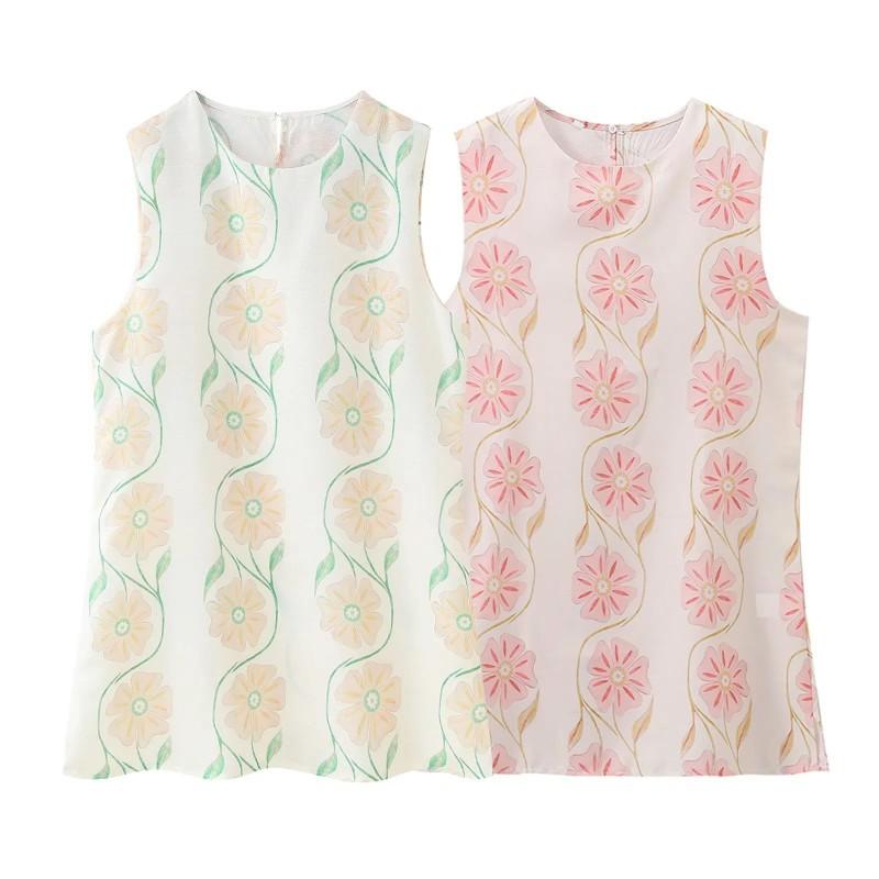 Womens Floral Print Sleeveless A-Line Dress Beach Vacation 2025